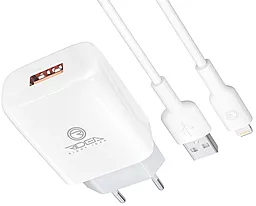 Сетевое зарядное устройство Ridea RW-11311 Element 2.1a home charger + Lightning cable White - фото Сетевое зарядное устройство Ridea RW-11311 Element 2.1a home charger + Lightning cable White