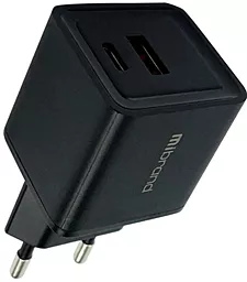 Мережевий зарядний пристрій Mibrand MI-30 30W GaN USB-A-C Black (MIWC/30UCB)