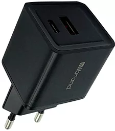 Сетевое зарядное устройство Mibrand MI-30 30w GaN PD USB-C/USB-A ports charger black (MIWC/30UCB) - фото Сетевое зарядное устройство Mibrand MI-30 30w GaN PD USB-C/USB-A ports charger black (MIWC/30UCB)