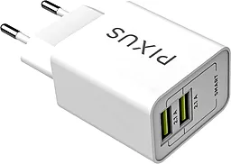Сетевое зарядное устройство Pixus 2.1a 2xUSB-A ports charger white (PXS SW)