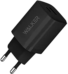 Мережевий зарядний пристрій Walker WH-60 30w PD/QC USB-C/USB-A ports fast charger black
