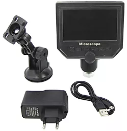 Микроскоп цифровой с монитором 4.3" G600 с фокусом 20-120мм и записью видео и фото - миниатюра 5