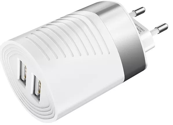 Сетевое зарядное устройство Borofone BA26A Mighty 2.4a 2xUSB-A ports charger white - фото 2
