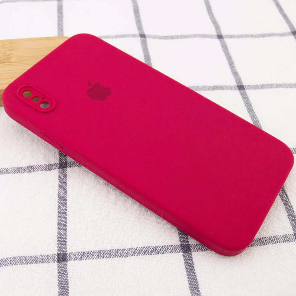 Чехол Silicone Case Full Camera Square для Apple iPhone XS Max  Rose Red - фото 2