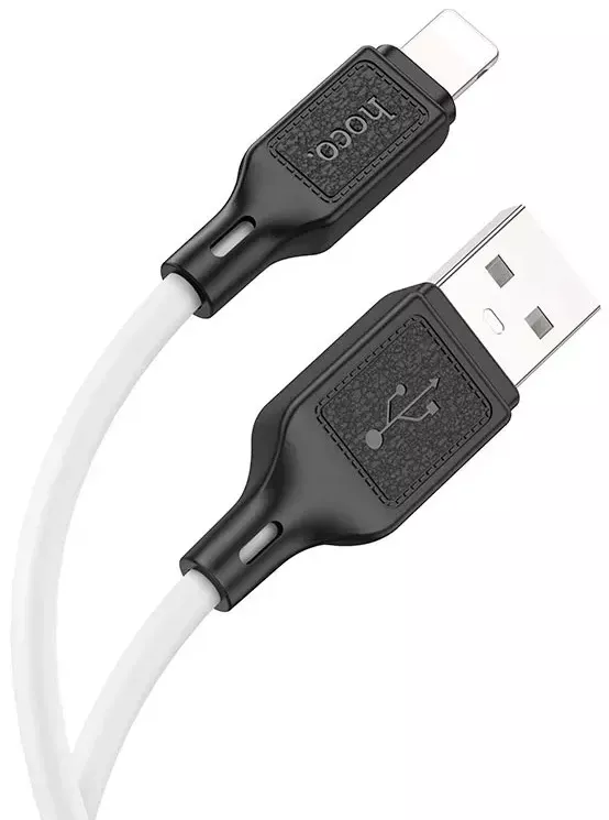 Кабель Hoco X90 Cool Silicone USB-A - Lightning 12w 2.4a 1м cable White - фото 2
