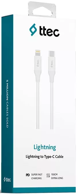 Кабель Ttec 2DK40B USB Type-C - Lightning 18w 3a 1.5м PD сable White - фото 3