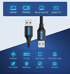Шлейф (Кабель) Vention USB 3.0  AM-AM 1.5m Black (CONBG) - мініатюра 2