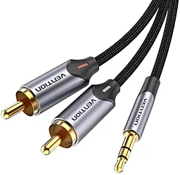 Аудіо кабель Vention AUX mimi Jack 3.5 мм - 2xRCA M/M 1.5 м cable black (BCNBG) - мініатюра 1