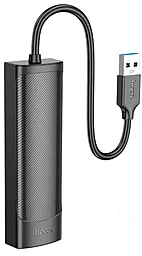 USB хаб Hoco HB-41 Easy safety 4-in-1 black - фото USB хаб Hoco HB-41 Easy safety 4-in-1 black