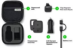 Автотримач магнітний iOttie iTap Magnetic Mounting and Charging Travel Kit Black (HLTRIO110) - мініатюра 7
