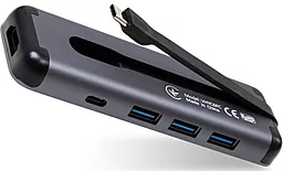 Мультипортовый USB Type-C хаб Vinga 6-in-1 black (VHYC6FC) - фото Мультипортовый USB Type-C хаб Vinga 6-in-1 black (VHYC6FC)