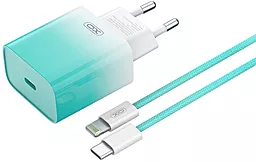 Сетевое зарядное устройство XO CE18 30w PD USB-C fasr charger + USB-C to Lightning cable blue