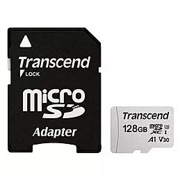 Карта памяти Transcend microSDXC 128GB Class 10 UHS-I U3 V30 A1 + SD-адаптер (TS128GUSD300S-A)
