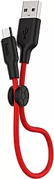 Кабель USB Hoco X21 Plus Silicone 0.25M micro USB Cable Black/Red - миниатюра 2
