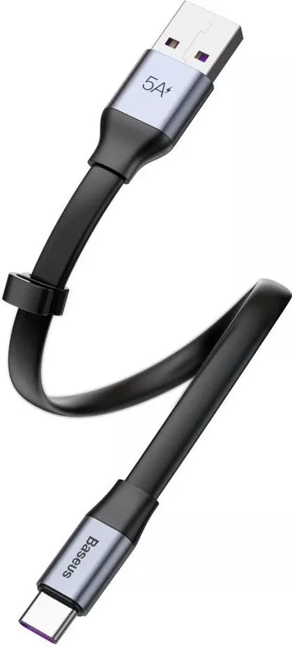 Кабель Baseus Simple HW USB-A - Type-C 40w 5a 0.23м cable Black/Grey (CATMBJ-0S) - фото 4