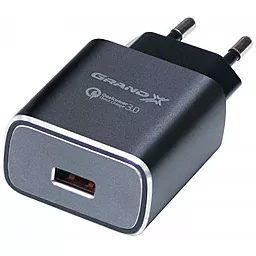Мережевий зарядний пристрій з швидкою зарядкою Grand-X 15w QС3.0 home charger grey (CH-750G)