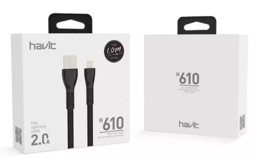 Кабель Havit HV-H610 USB-A - Lightning 10w 1м cable Black - фото 3