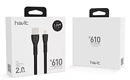 Кабель Havit HV-H610 USB-A - Lightning 10w 1м cable Black - мініатюра 3 Кабель Havit HV-H610 USB-A - Lightning 10w 1м cable Black - мініатюра 3