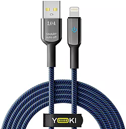 Кабель Yoki YK-SM31 SMART USB-A - Lightning 12w 2.4a 2м cable Black/Blue - фото Кабель Yoki YK-SM31 SMART USB-A - Lightning 12w 2.4a 2м cable Black/Blue