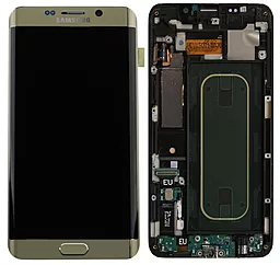 Дисплей Samsung Galaxy S6 EDGE Plus G928 с тачскрином и рамкой, сервисный оригинал, Gold