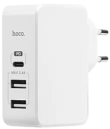 Сетевое зарядное устройство с быстрой зарядкой Hoco C32A Xpress PD EU (3USB, 2.4A) QC3.0 White