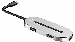 Мультипортовый USB Type-C хаб Baseus USB-C -> HDMI/USB 3.0/Type-C Silver (CABOOK-0S) - миниатюра 3