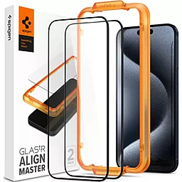 Захисне скло Spigen AlignMaster GLAS.tR для Apple iPhone 15 Pro (2 шт.) Black (AGL06895)