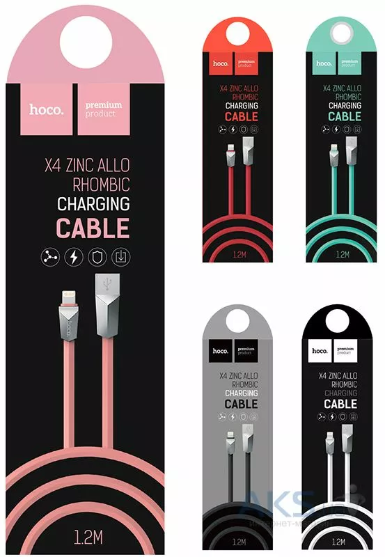 Кабель Hoco X4 Zinc USB-A - Lightning 12w 2.4a 1м cable White - фото 4