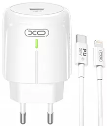 Сетевое зарядное устройство XO L113 single 20W 3A PD/QC3.0 USB-C + Lightning cable White