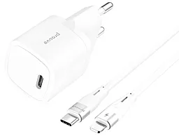 Сетевое зарядное устройство Proove 20w PD USB-C fast charger + USB-C to Lightning cable white - фото Сетевое зарядное устройство Proove 20w PD USB-C fast charger + USB-C to Lightning cable white