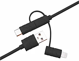 Універсальний кабель XoKo 3-in-1 USB-A to Type-C/Lightning/micro USB 12w 1.2м сable Black (SC-310-BK)