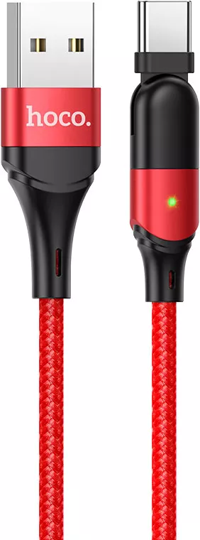 Кабель Hoco U100 Orbit USB-A - Type-C 18w 3a 1.2м cable Red - фото 1