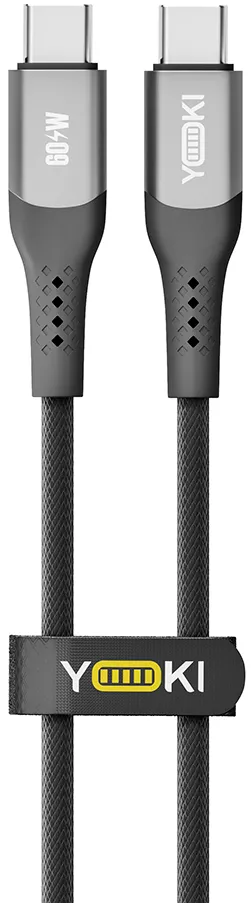Кабель Yoki YK-SO15 SOLID USB Type-C - Type-C 60w 3a 0.25м PD cable Black - фото 4