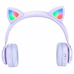 Наушники Hoco W39 Cat Ear Cute Kids Wireless Purple - миниатюра 2