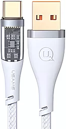 Кабель Usams Aluminum Alloy Transparent SJ572 USB-A - Type-C 66w 6a 1.2м Huawei SCP cable White - фото Кабель Usams Aluminum Alloy Transparent SJ572 USB-A - Type-C 66w 6a 1.2м Huawei SCP cable White