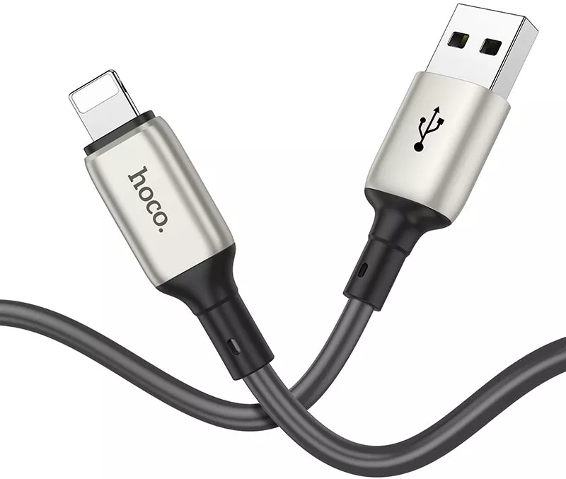 Кабель Hoco X66 Howdy USB-A - Lightning 12w 2.4a 1м cable Grey - фото 3