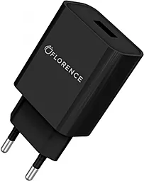 Мережевий зарядний пристрій Florence 2A + micro USB Cable Black (FL-1020-KM)
