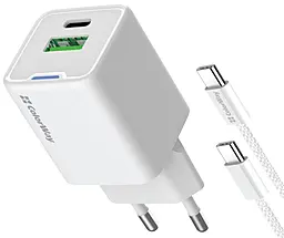 Сетевое зарядное устройство ColorWay 30w GaN/PPS PD USB-C/USB-A ports charger + USB-C to USB-C cable white (CW-CHS053PDC-WT) - фото Сетевое зарядное устройство ColorWay 30w GaN/PPS PD USB-C/USB-A ports charger + USB-C to USB-C cable white (CW-CHS053PDC-WT)