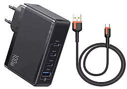 Мережевий зарядний пристрій Powermax Eclipse 100w GaN PD 3xUSB-C/USB-A ports charger + USB-C cable black - фото Мережевий зарядний пристрій Powermax Eclipse 100w GaN PD 3xUSB-C/USB-A ports charger + USB-C cable black