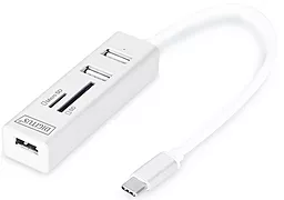 Мультипортовый USB Type-C хаб (концентратор) Digitus USB-C -> 3x USB 2.0 + Card Reader Silver (DA-70243)