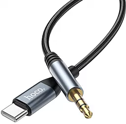 Аудио кабель Hoco DUP03 Aux mini Jack 3.5 mm - USB Type-C M/M Cable 1 м black - миниатюра 2
