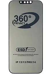 Защитное стекло ESD Privacy Anti-static 360° для Apple iPhone 13, iPhone 13 Pro, iPhone 14, iPhone 16e, iPhone 17e Black (без упаковки)