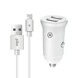Автомобильное зарядное устройство Piko CC-312 2xUSB-A 3.1A + Lightning Cable White - фото Автомобильное зарядное устройство Piko CC-312 2xUSB-A 3.1A + Lightning Cable White