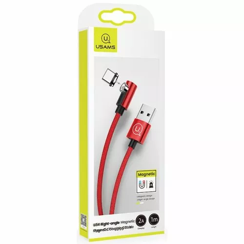Кабель Usams U54 Right-Angle Magnetic USB-A - Type-C 10w 1м cable Red - фото 2