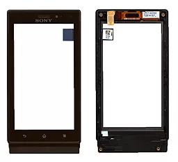 Сенсор (тачскрін) Sony Xperia Go ST27i with frame (original) Black - фото Сенсор (тачскрін) Sony Xperia Go ST27i with frame (original) Black