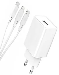 Сетевое зарядное устройство SkyDolphin SC36E 2.4a home charger + 3-in-1 USB-A to USB-C/micro USB/Lightning cable white (MZP-000187)