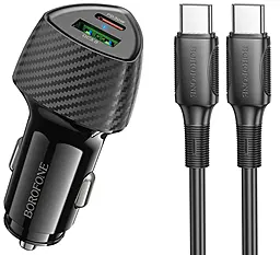 Автомобільний зарядний пристрій Borofone BZ31C Solid 30w PDUSB-C/USB-A ports car charger + USB-C to USB-C cable black - фото Автомобільний зарядний пристрій Borofone BZ31C Solid 30w PDUSB-C/USB-A ports car charger + USB-C to USB-C cable black