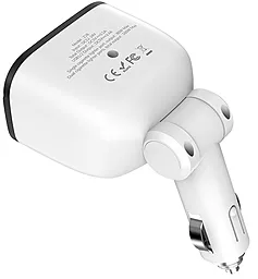 Автомобільний зарядний пристрій з перехідником прикурювача Hoco Z28 Power Ocean 2 USB + 2 Cigarette Lighter Ports + Digital Display White - мініатюра 4