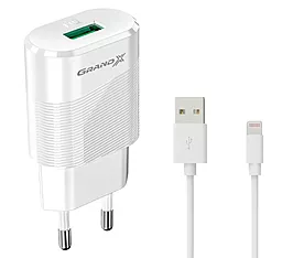 Сетевое зарядное устройство Grand-X 2.1a home charger + Lightning cable white (CH-17WL) - фото Сетевое зарядное устройство Grand-X 2.1a home charger + Lightning cable white (CH-17WL)