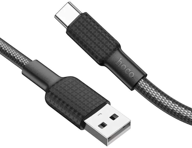 Кабель Hoco X69 Jaeger USB-A - Type-C 15w 3a 1м cable Black/White - фото 4